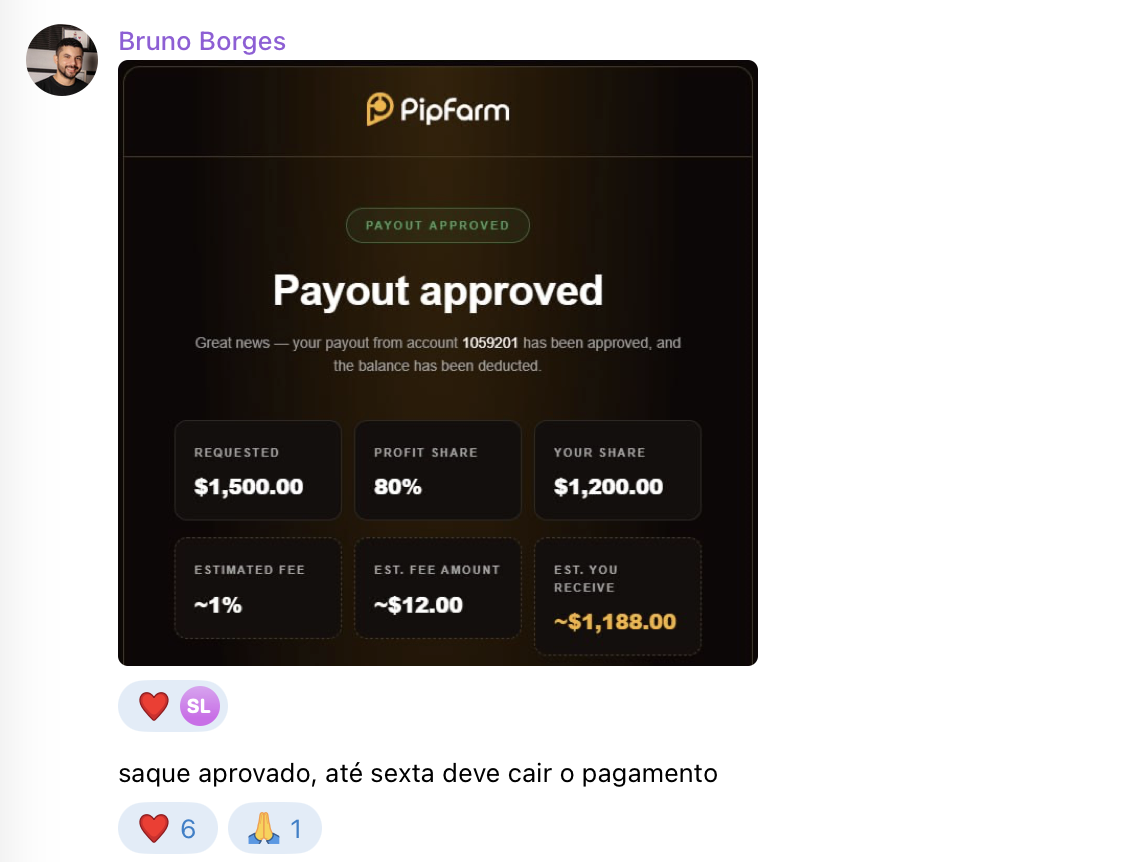 Comprovante de payout em mesa proprietária 1